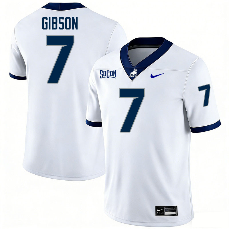 Samford Bulldogs #7 Jaden Gibson College Football Jerseys,Uniforms-White